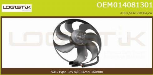 LGK OEM014081301 - Вентилятор, охлаждение двигателя autospares.lv