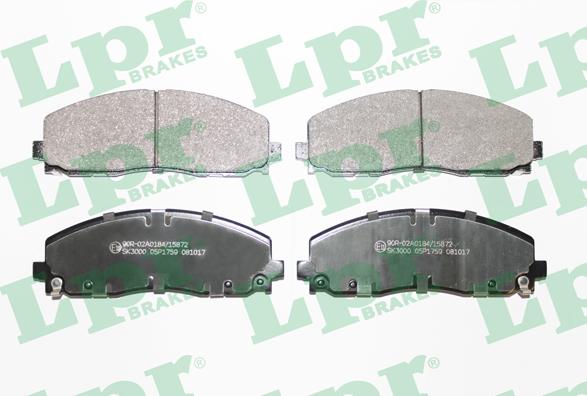 LPR 05P1759 - Тормозные колодки, дисковые, комплект autospares.lv