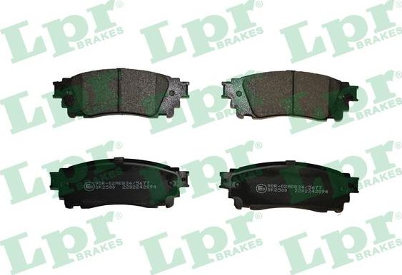 LPR 05P2094 - Тормозные колодки, дисковые, комплект autospares.lv