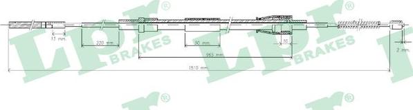 LPR C0962B - Тросик, cтояночный тормоз autospares.lv