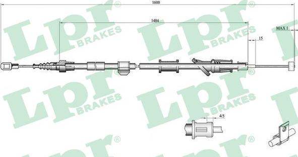 LPR C0920B - Тросик, cтояночный тормоз autospares.lv