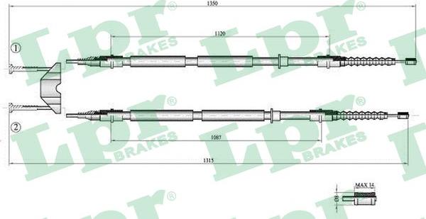 LPR C0537B - Тросик, cтояночный тормоз autospares.lv