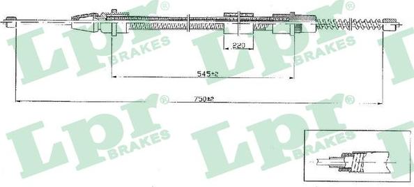 LPR C0634B - Тросик, cтояночный тормоз autospares.lv