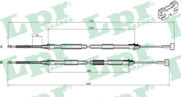 LPR C0235B - Тросик, cтояночный тормоз autospares.lv