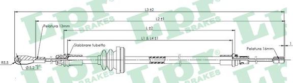 LPR C1622B - Тросик, cтояночный тормоз autospares.lv