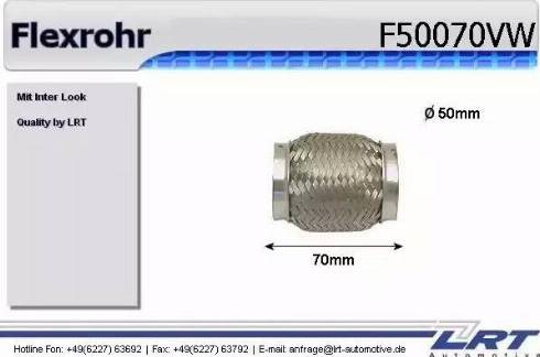 LRT F50070VW - Гофрированная труба, выхлопная система autospares.lv