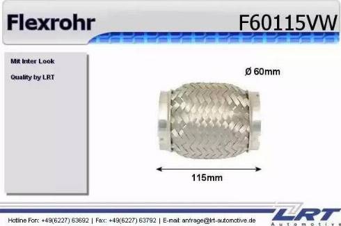 LRT F60115VW - Гофрированная труба, выхлопная система autospares.lv