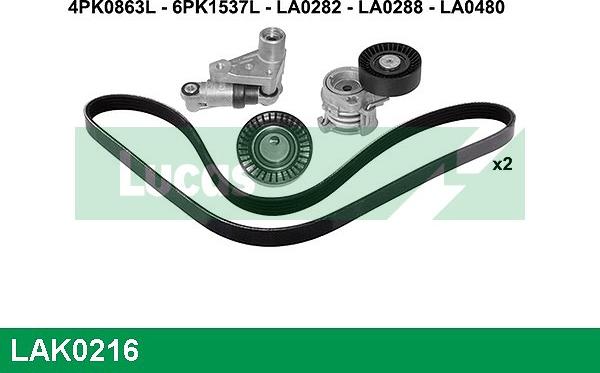 LUCAS LAK0216 - Поликлиновый ременный комплект autospares.lv