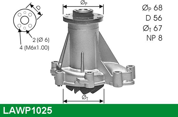 LUCAS LAWP1025 - Водяной насос autospares.lv