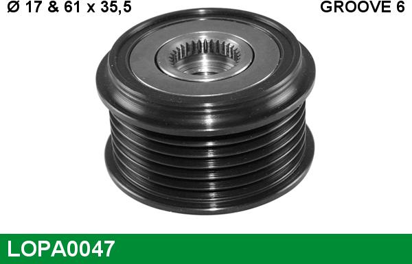 LUCAS LOPA0047 - Шкив генератора, муфта autospares.lv