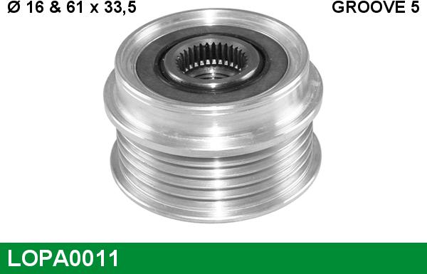 LUCAS LOPA0011 - Шкив генератора, муфта autospares.lv