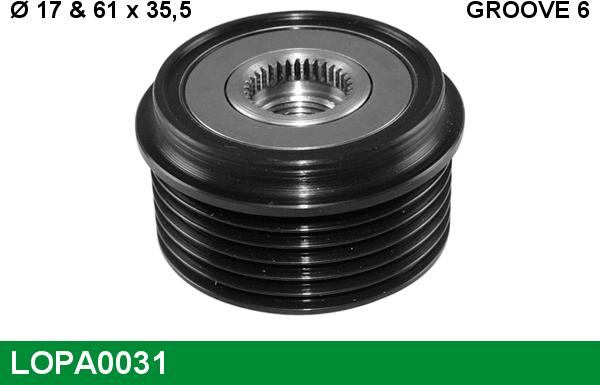 LUCAS LOPA0031 - Шкив генератора, муфта autospares.lv