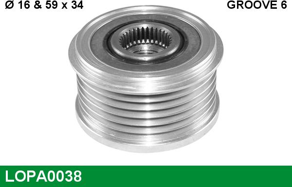 LUCAS LOPA0038 - Шкив генератора, муфта autospares.lv