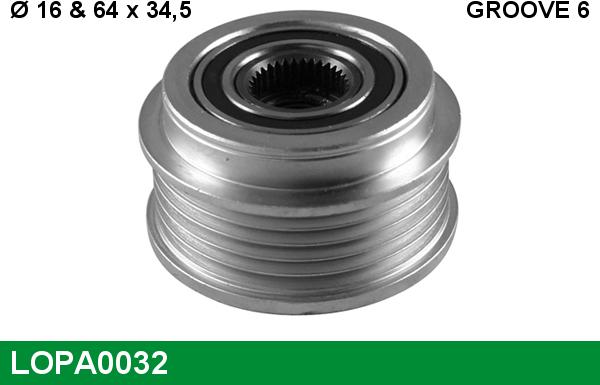 LUCAS LOPA0032 - Шкив генератора, муфта autospares.lv