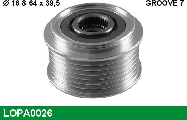 LUCAS LOPA0026 - Шкив генератора, муфта autospares.lv