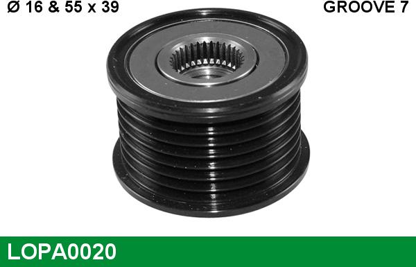 LUCAS LOPA0020 - Шкив генератора, муфта autospares.lv