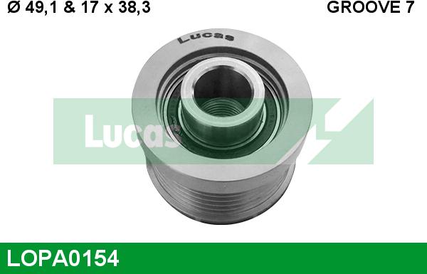 LUCAS LOPA0154 - Шкив генератора, муфта autospares.lv