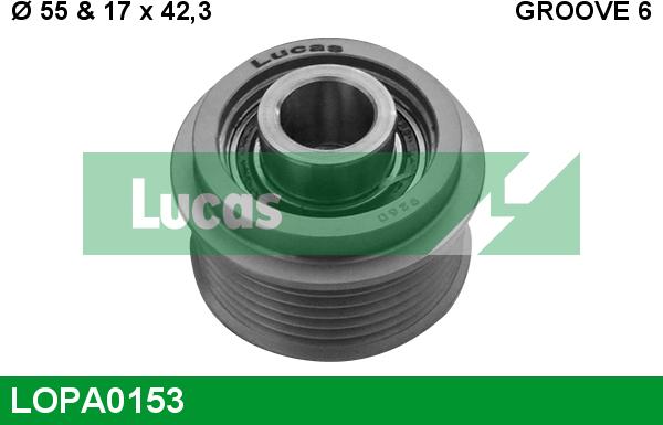 LUCAS LOPA0153 - Шкив генератора, муфта autospares.lv