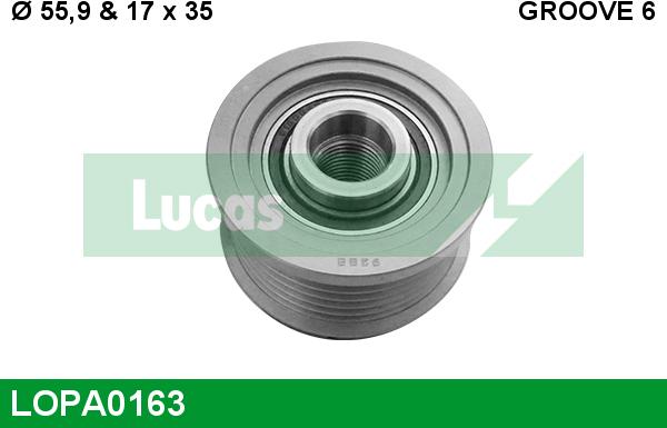 LUCAS LOPA0163 - Шкив генератора, муфта autospares.lv