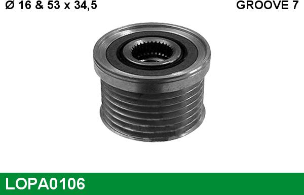 LUCAS LOPA0106 - Шкив генератора, муфта autospares.lv