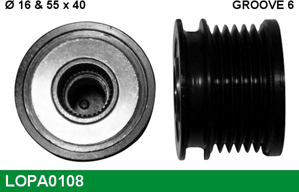 LUCAS LOPA0108 - Шкив генератора, муфта autospares.lv