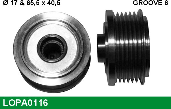 LUCAS LOPA0116 - Шкив генератора, муфта autospares.lv