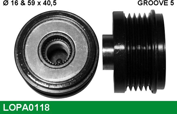 LUCAS LOPA0118 - Шкив генератора, муфта autospares.lv