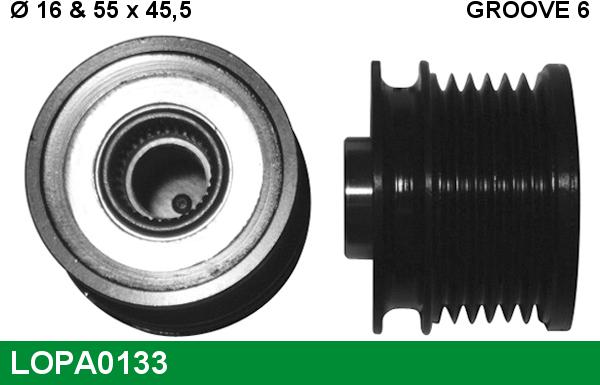 LUCAS LOPA0133 - Шкив генератора, муфта autospares.lv