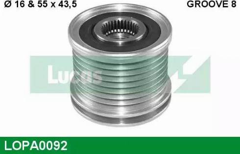 Lucas Engine Drive LOPA0092 - Шкив генератора, муфта autospares.lv