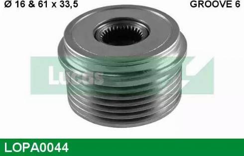 Lucas Engine Drive LOPA0044 - Шкив генератора, муфта autospares.lv