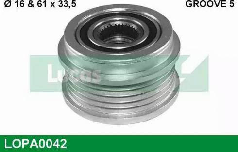 Lucas Engine Drive LOPA0042 - Шкив генератора, муфта autospares.lv