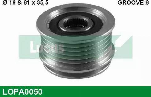 Lucas Engine Drive LOPA0050 - Шкив генератора, муфта autospares.lv