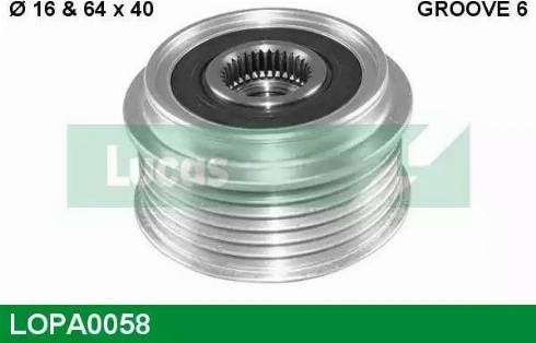 Lucas Engine Drive LOPA0058 - Шкив генератора, муфта autospares.lv