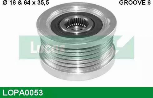 Lucas Engine Drive LOPA0053 - Шкив генератора, муфта autospares.lv