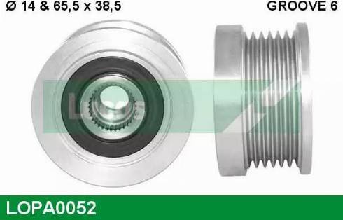 Lucas Engine Drive LOPA0052 - Шкив генератора, муфта autospares.lv