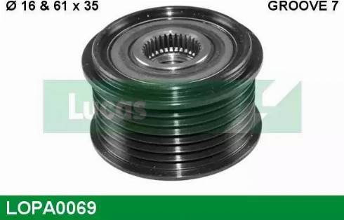 Lucas Engine Drive LOPA0069 - Шкив генератора, муфта autospares.lv