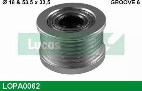 Lucas Engine Drive LOPA0062 - Шкив генератора, муфта autospares.lv