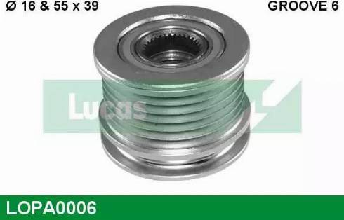 Lucas Engine Drive LOPA0006 - Шкив генератора, муфта autospares.lv