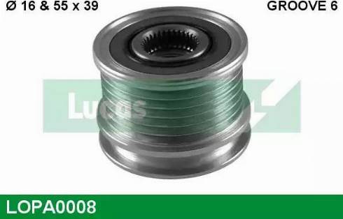 Lucas Engine Drive LOPA0008 - Шкив генератора, муфта autospares.lv