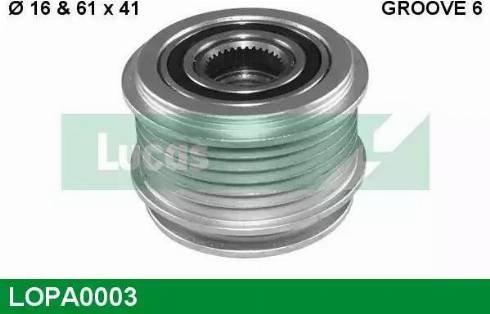 Lucas Engine Drive LOPA0003 - Шкив генератора, муфта autospares.lv