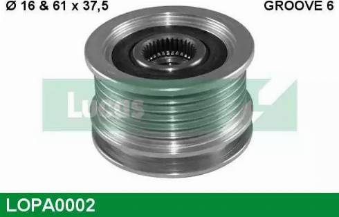 Lucas Engine Drive LOPA0002 - Шкив генератора, муфта autospares.lv