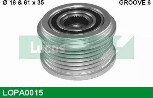 Lucas Engine Drive LOPA0015 - Шкив генератора, муфта autospares.lv