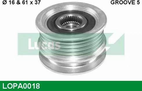 Lucas Engine Drive LOPA0018 - Шкив генератора, муфта autospares.lv