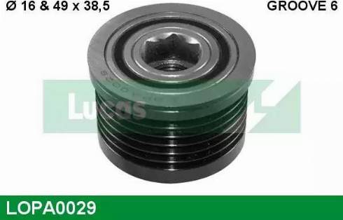 Lucas Engine Drive LOPA0029 - Шкив генератора, муфта autospares.lv