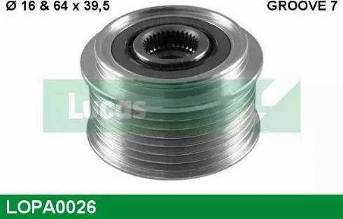 Lucas Engine Drive LOPA0026 - Шкив генератора, муфта autospares.lv