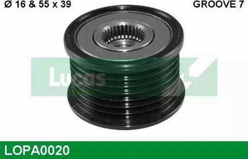 Lucas Engine Drive LOPA0020 - Шкив генератора, муфта autospares.lv