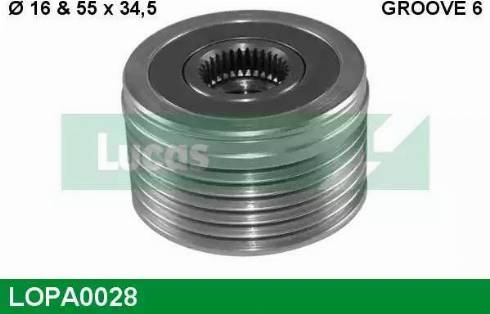 Lucas Engine Drive LOPA0028 - Шкив генератора, муфта autospares.lv