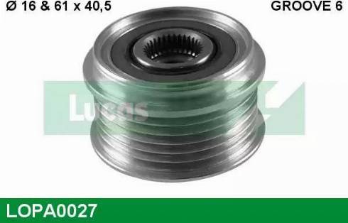 Lucas Engine Drive LOPA0027 - Шкив генератора, муфта autospares.lv