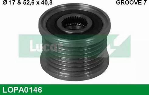 Lucas Engine Drive LOPA0146 - Шкив генератора, муфта autospares.lv