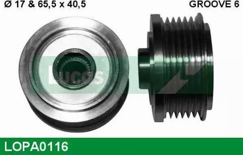 Lucas Engine Drive LOPA0116 - Шкив генератора, муфта autospares.lv